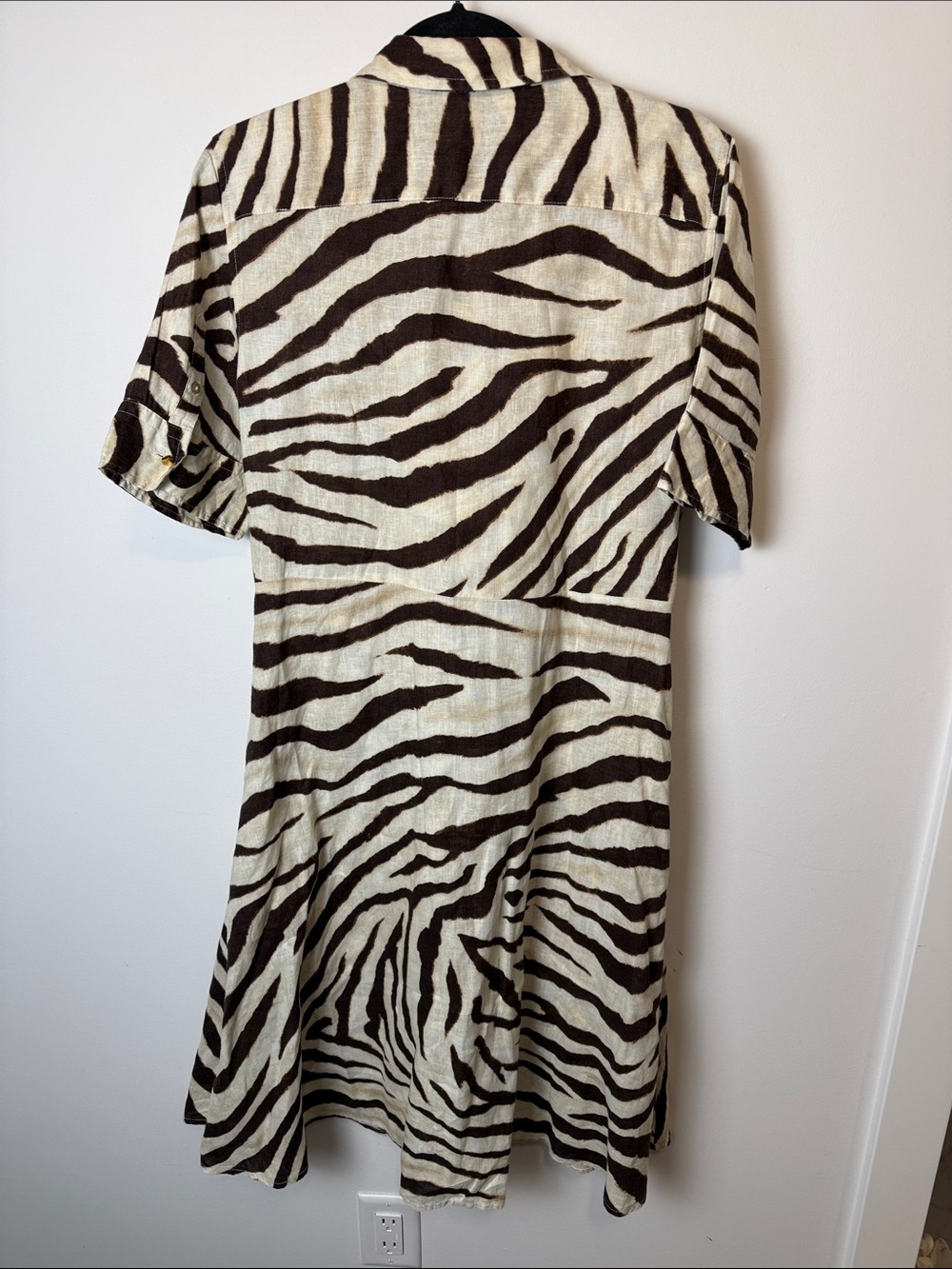 289. Lauren Ralph Lauren Zebra Print Linen Shirt Dress Size 6 - Picture 8 of 13